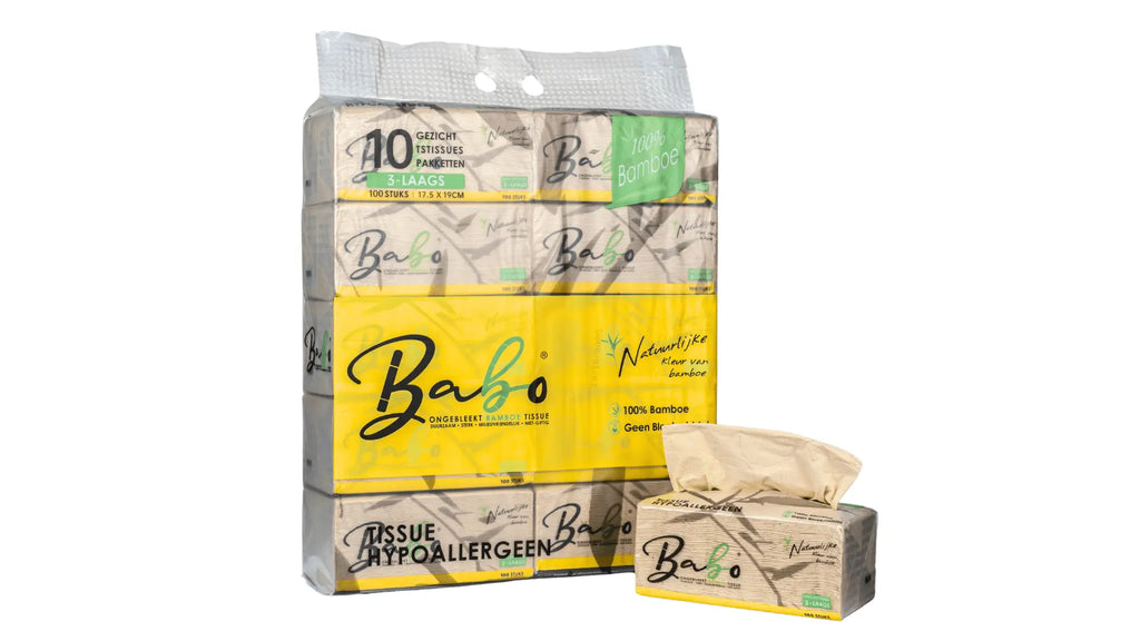 Bamboe Facial – 3 - Ply, 100 Sheets (10 Packs) - Babo Bambo