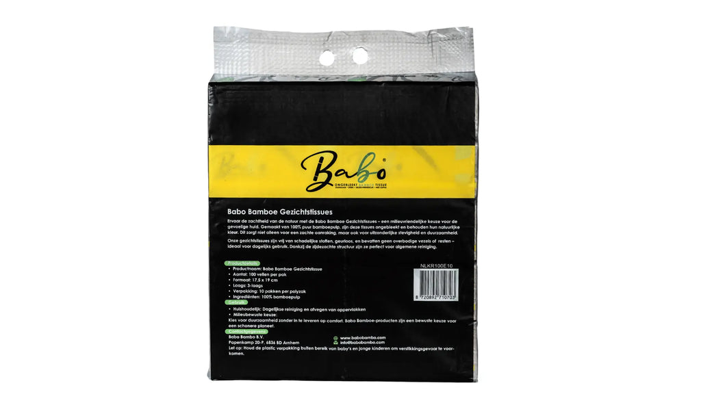 Bamboe Facial – 3 - Ply, 100 Sheets (10 Packs) - Babo Bambo