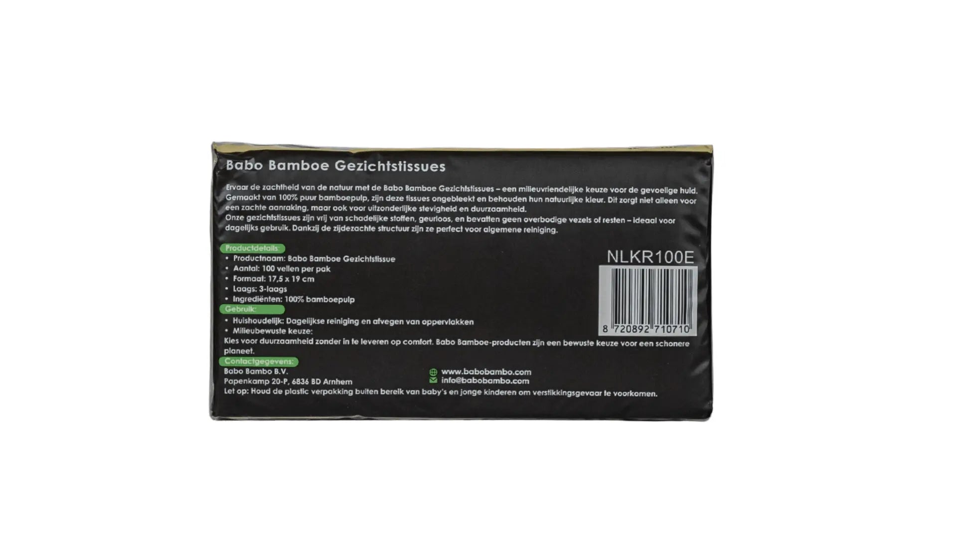 Bamboe Facial – 3 - Ply, 100 Sheets (10 Packs) - Babo Bambo