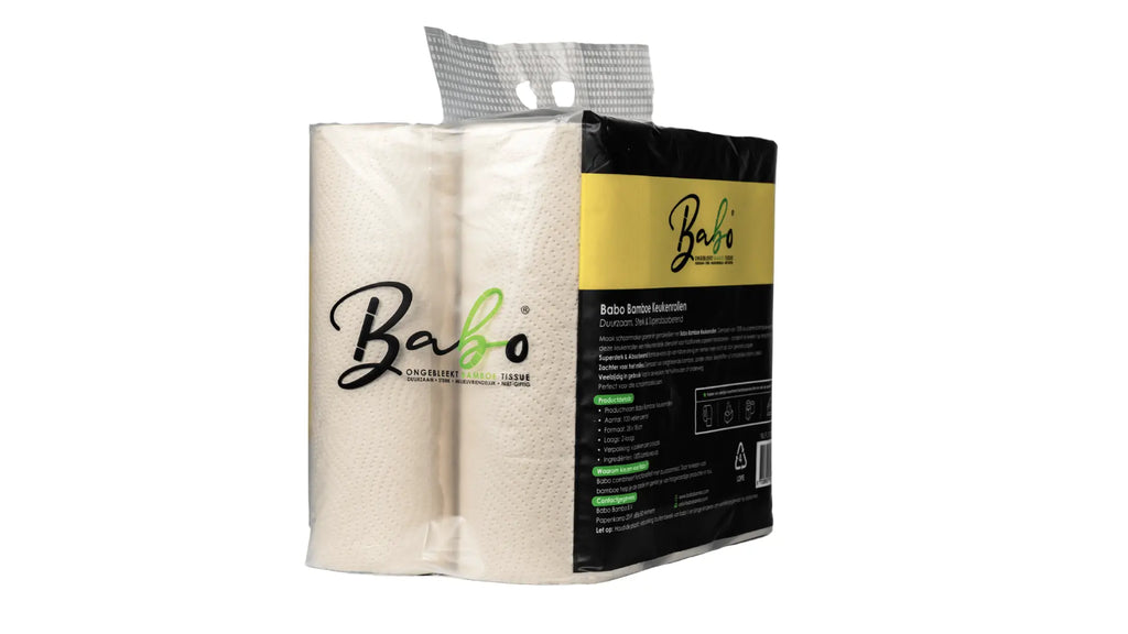Bamboe Kitchen 2 - Ply, 120 Sheets (6 Rolls =12 Rolls) - Babo Bambo