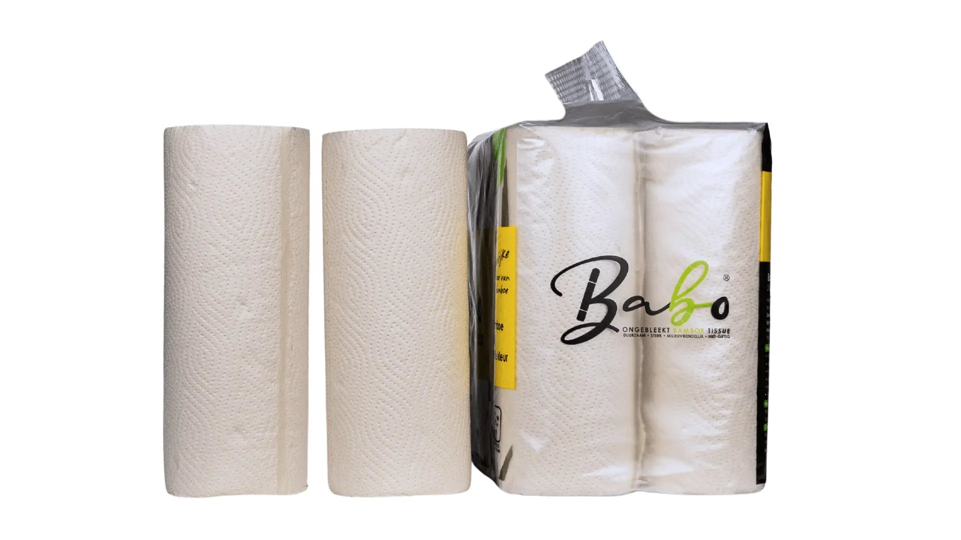 XL Bamboe Keukenrollen 2 - Laags, 120 Vellen (2 Rollen = 4 Rollen) - Babo Bambo