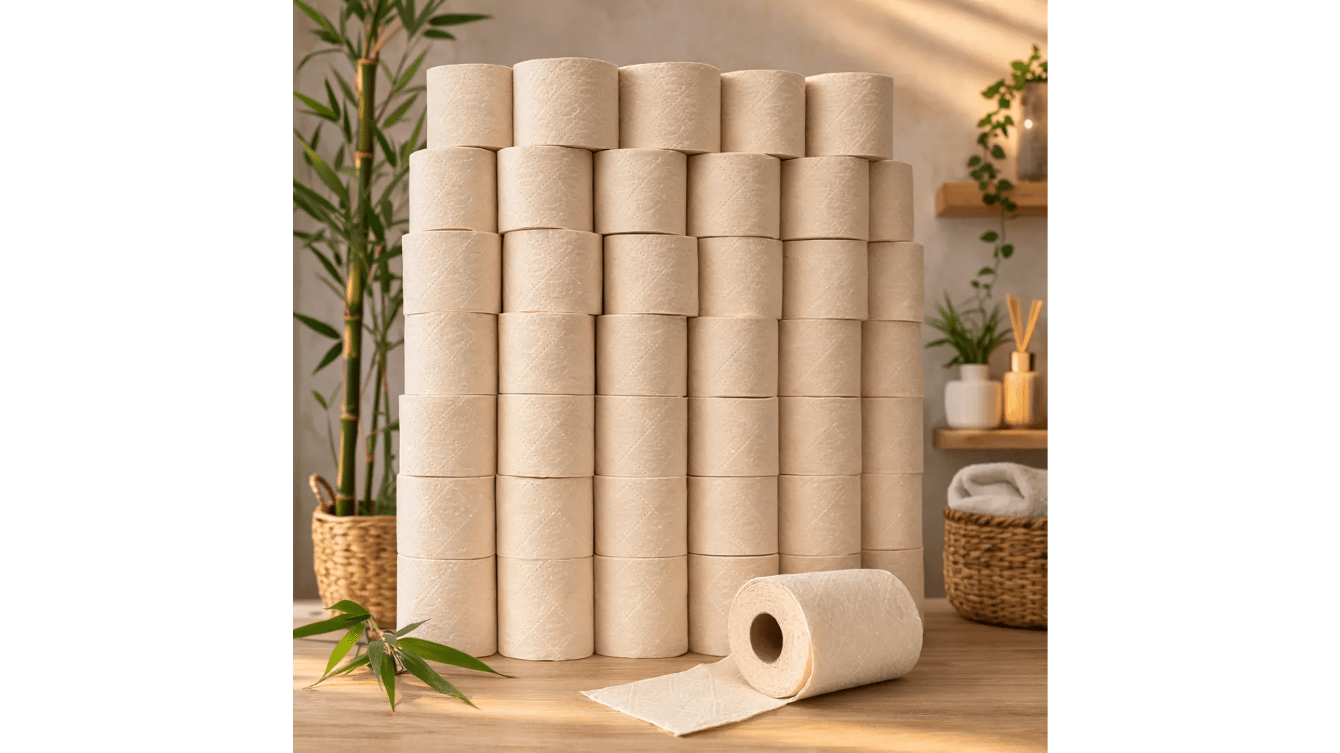 Bamboe Toilet Paper, 3 - ply, 200 sheets (36 rolls = 72 standard rolls) (36 × 200 = 7,200 sheets) - Babo Bambo
