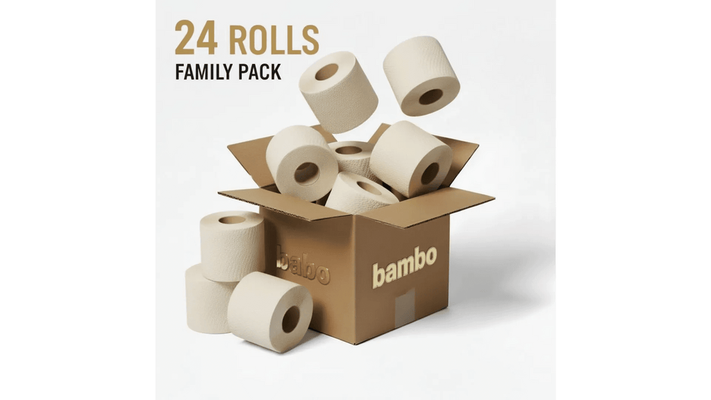 Bamboe Toilet Paper, 3 - ply, 200 sheets (24 rolls = 48 standard rolls) (24 × 200 = 4,800 sheets) - Babo Bambo
