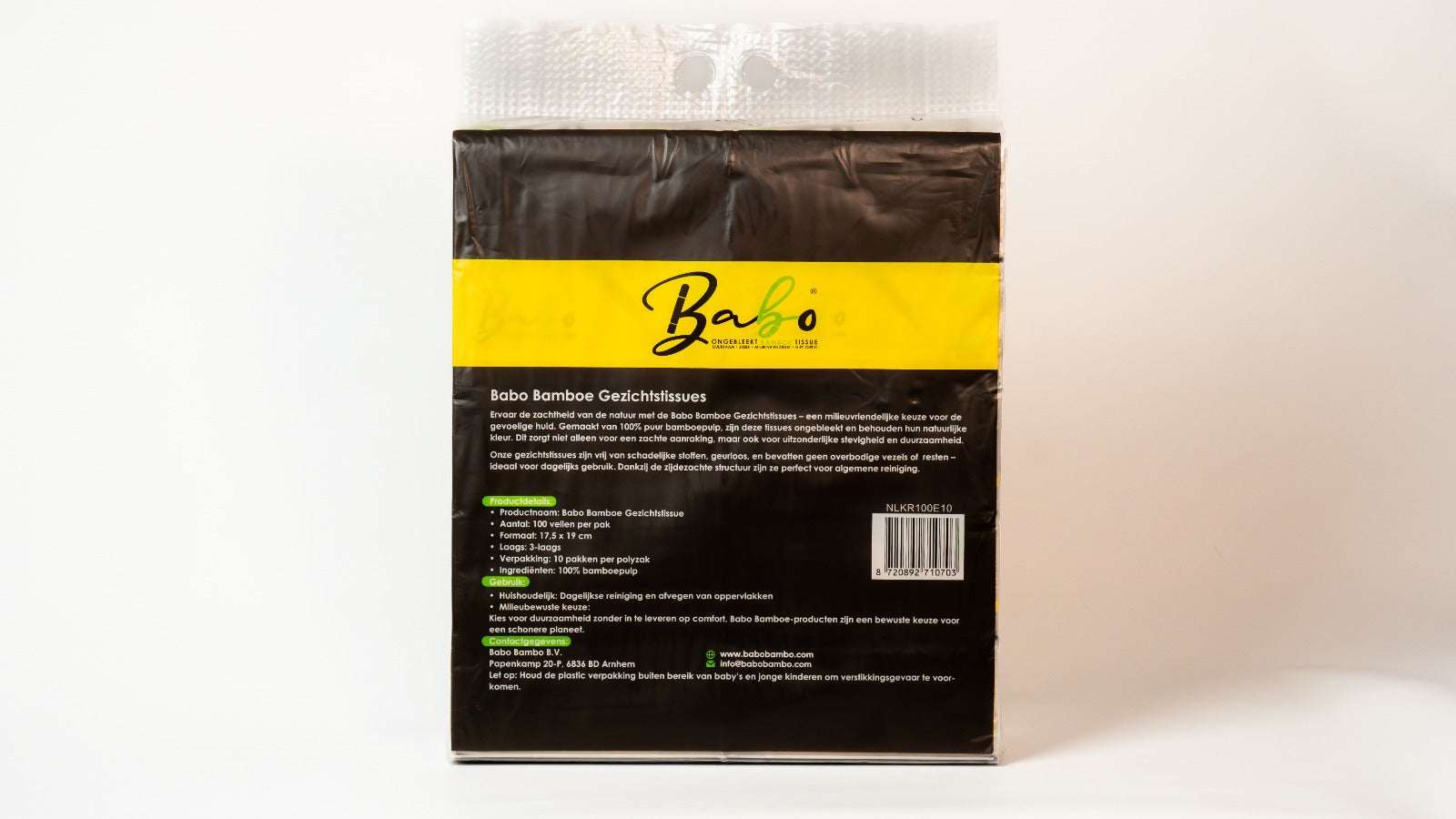 Babo Bamboo Facial Tissues – 3 - Ply, 100 Sheets (10 Packs) - Babo Bambo