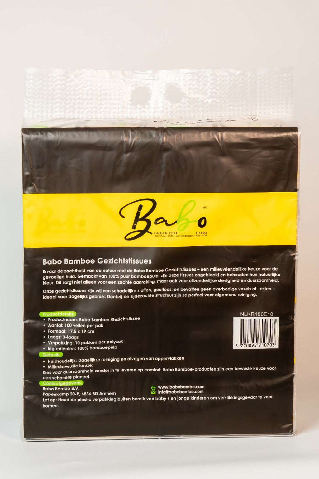 Babo Bamboo Facial Tissues – 3 - Ply, 100 Sheets (10 Packs) - Babo Bambo