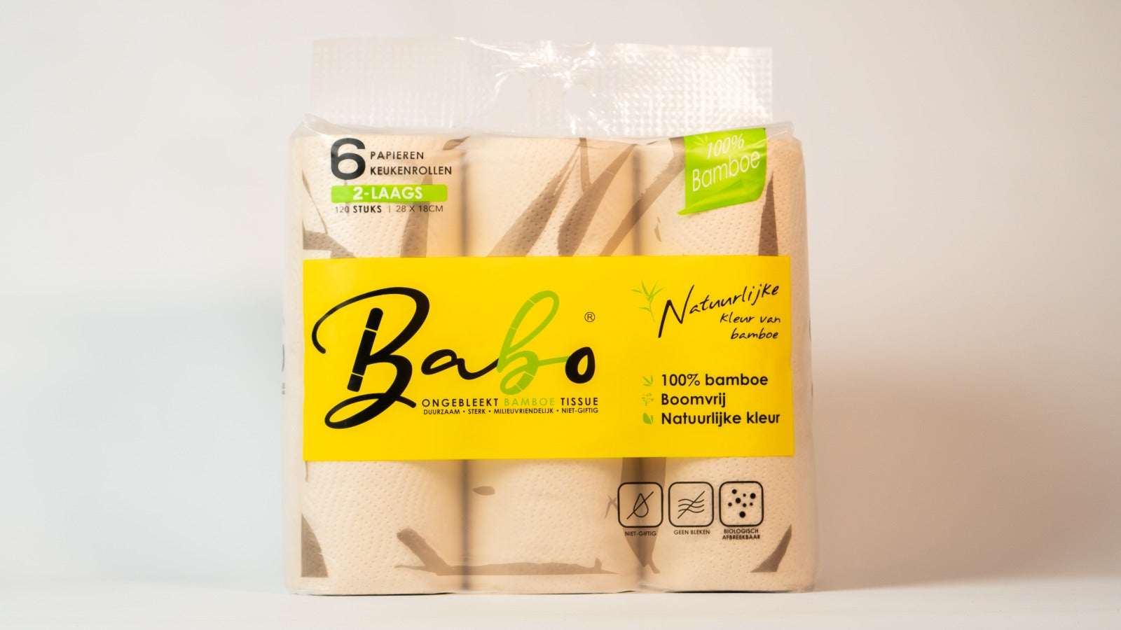Babo Bamboo Kitchen Paper Towels – 2 - Ply, 120 Sheets (6 Rolls) - Babo Bambo Main image